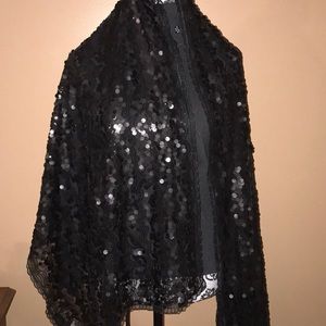Black Sequined Scarf / Shawl - No Flaws